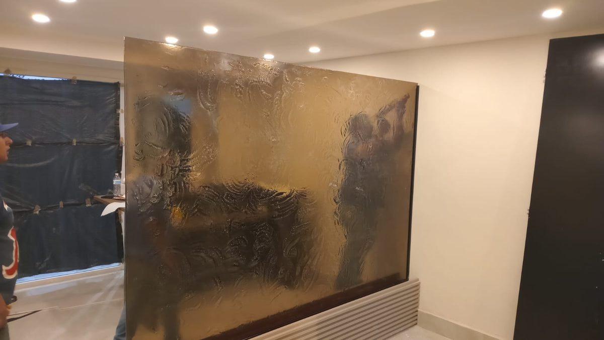 Ripple Textured Glass Room Divider
