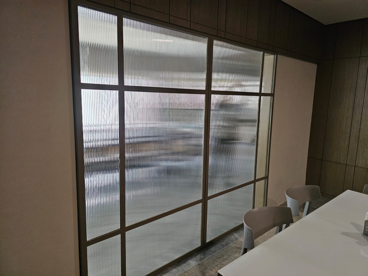 Fluted Glass Door