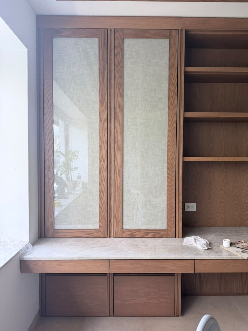 Wood laminated glass doors