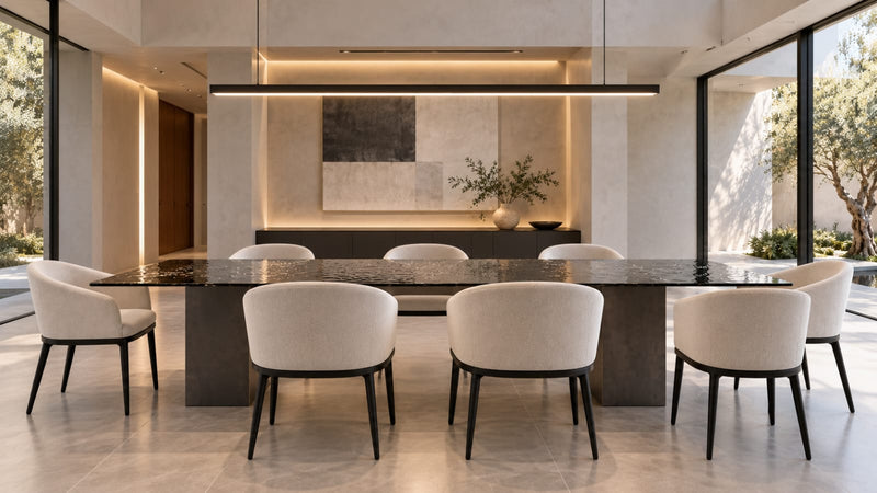 Ripple Textured Glass Dining Table