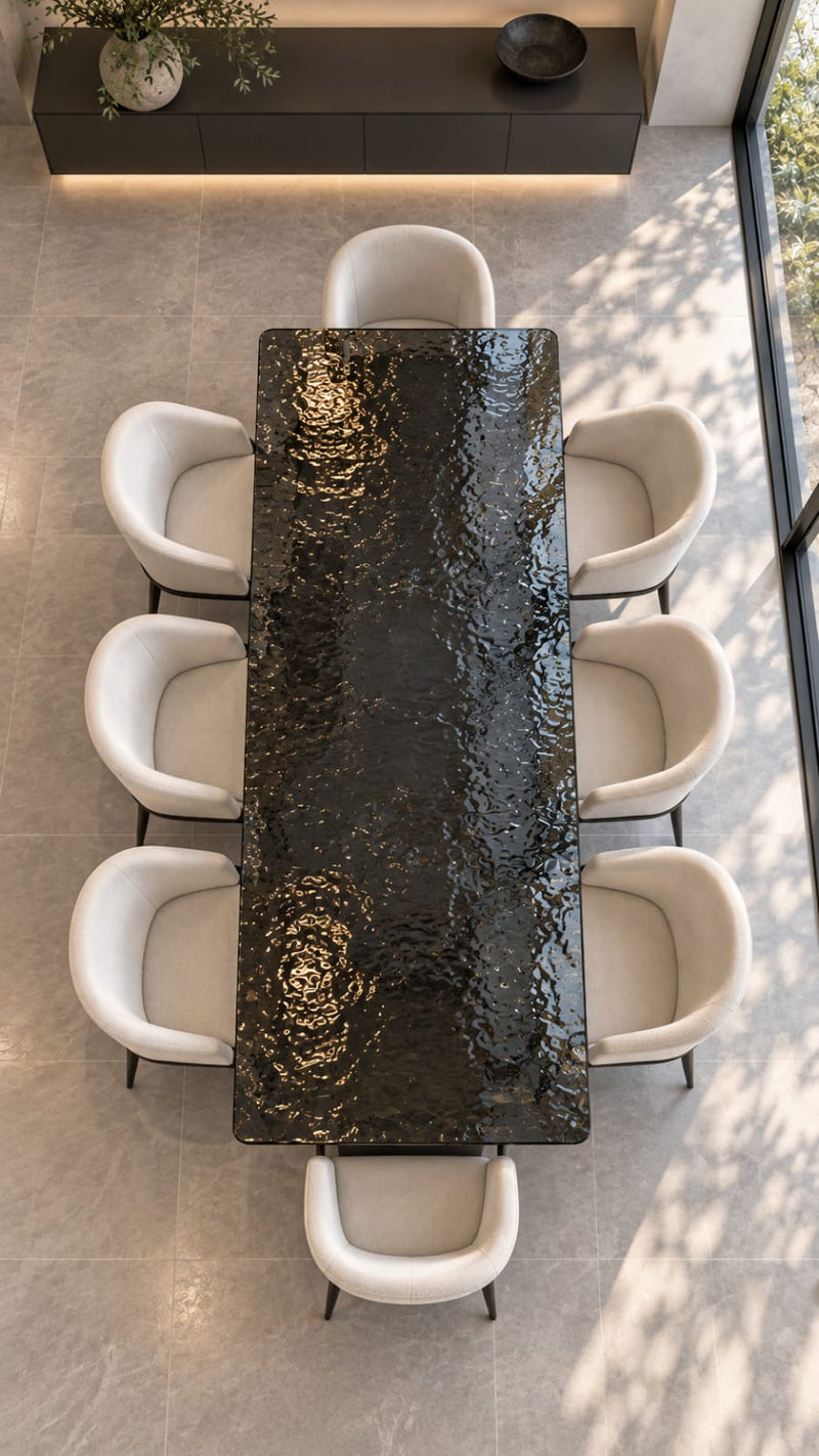 Ripple Textured Glass Dining Table