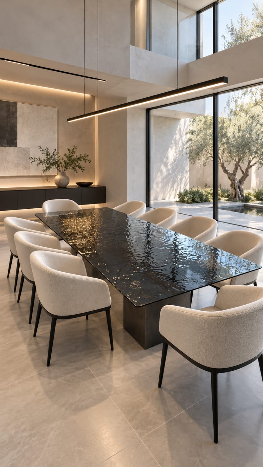 Ripple Textured Glass Dining Table