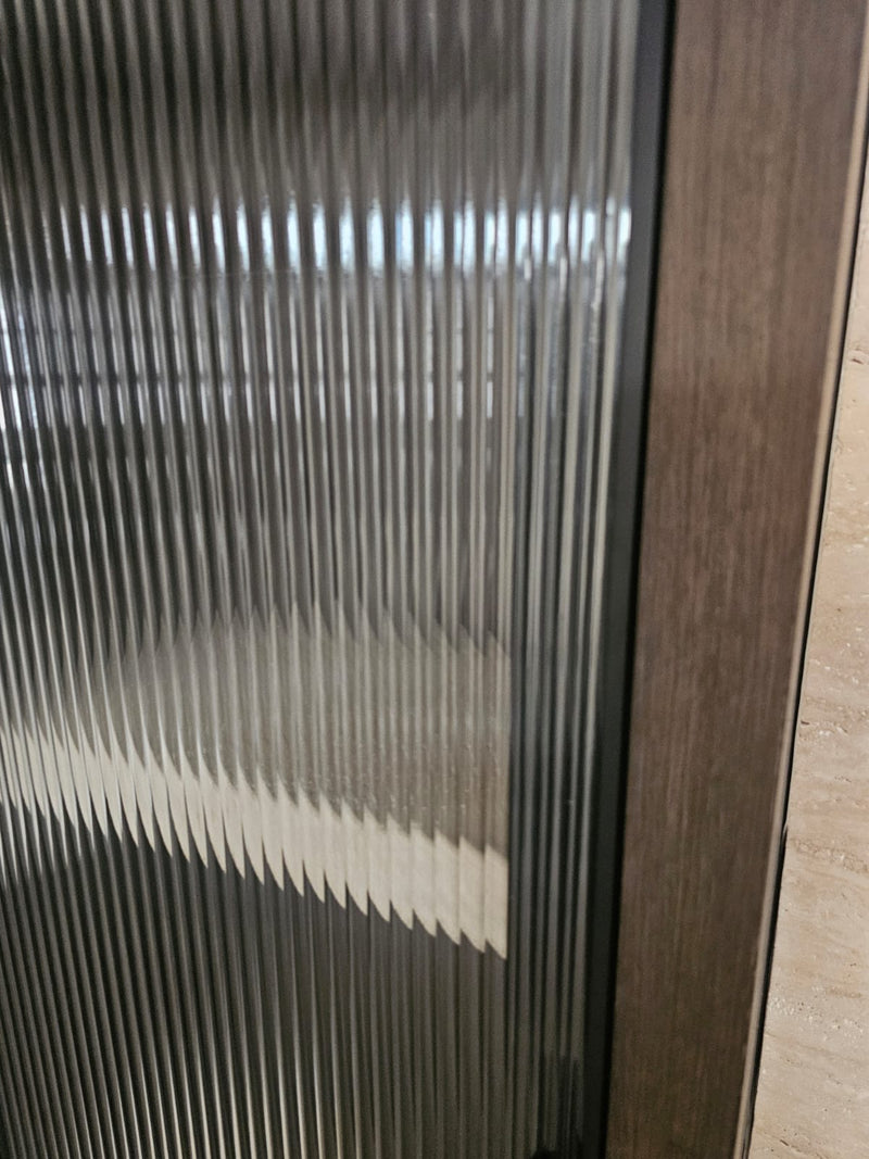 Slim Black-Framed Fluted Glass Cabinet Doors