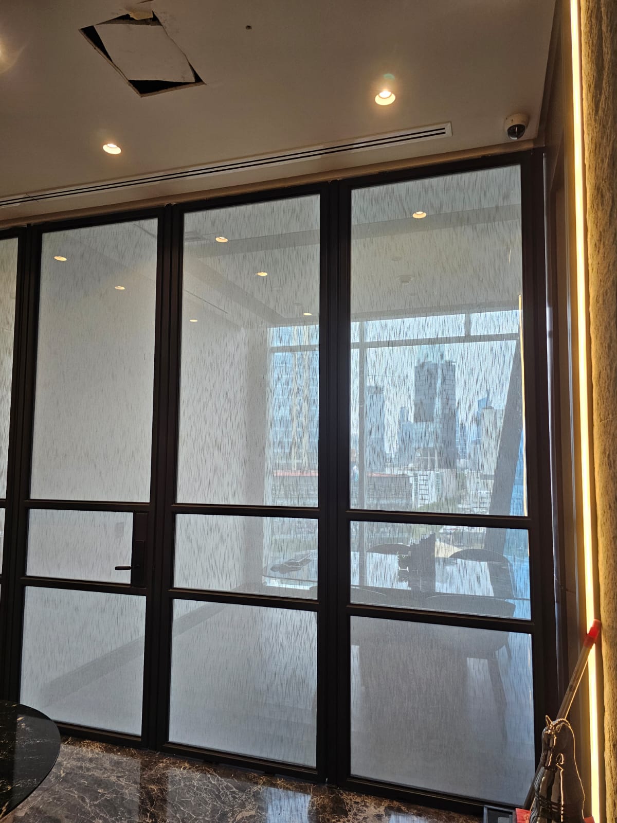 Fabric-Laminated Glass Office Partition