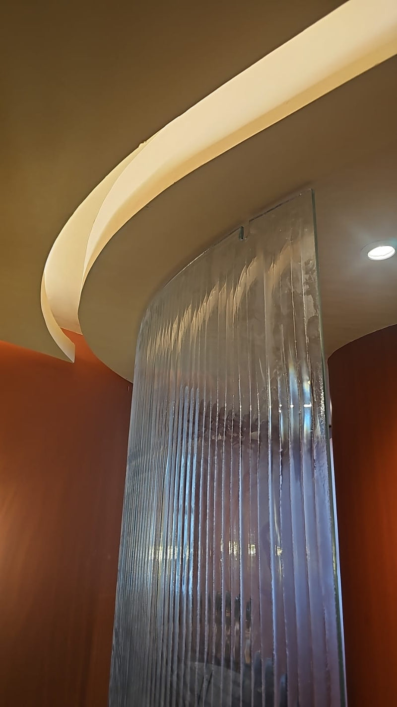 Curved Fluted Glass Room Divider