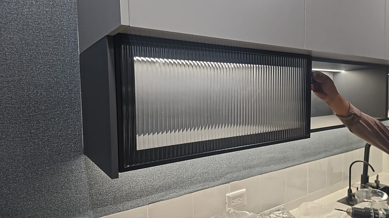 Lift-Up Fluted Glass Cabinet Doors