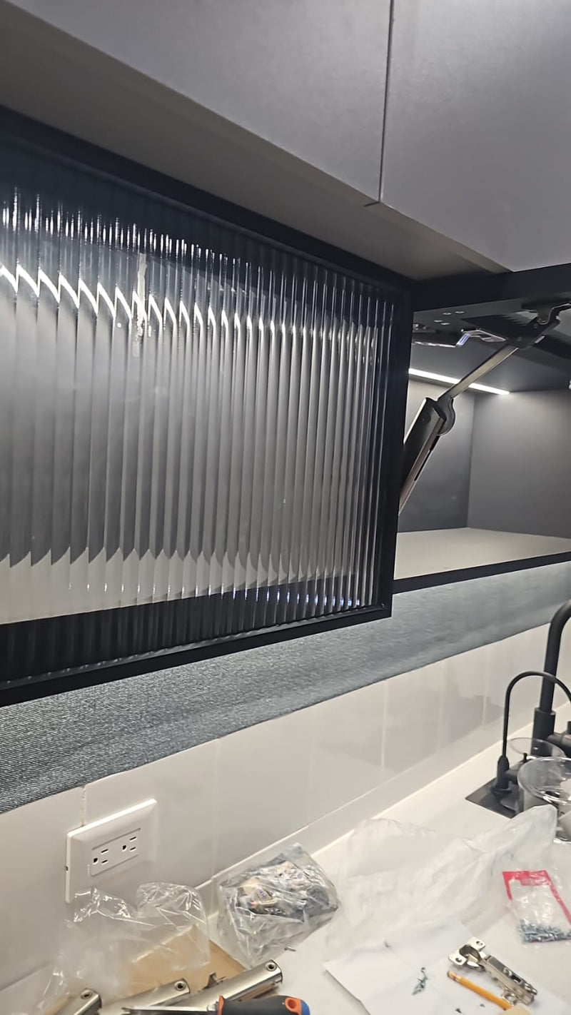 Lift-Up Fluted Glass Cabinet Doors