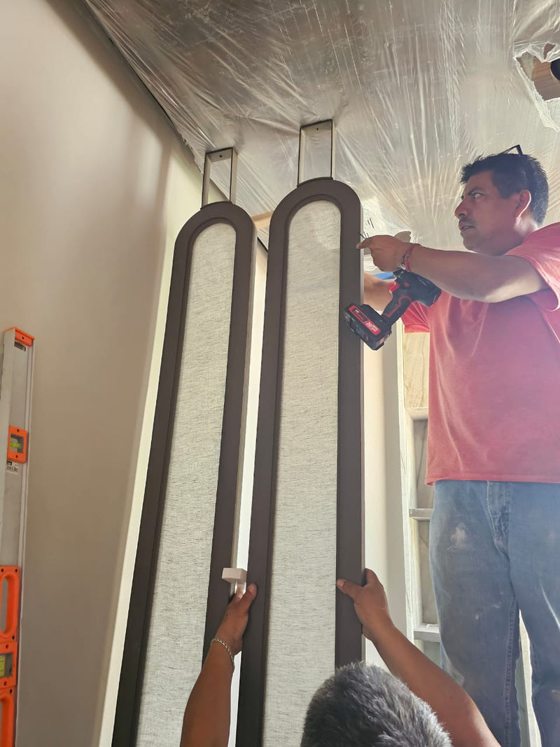 Arched Fabric-Laminated Glass Divider