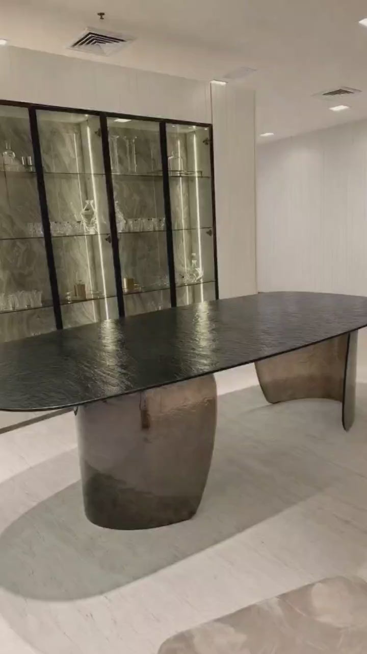 Sculptural Ripple Glass Dining Table